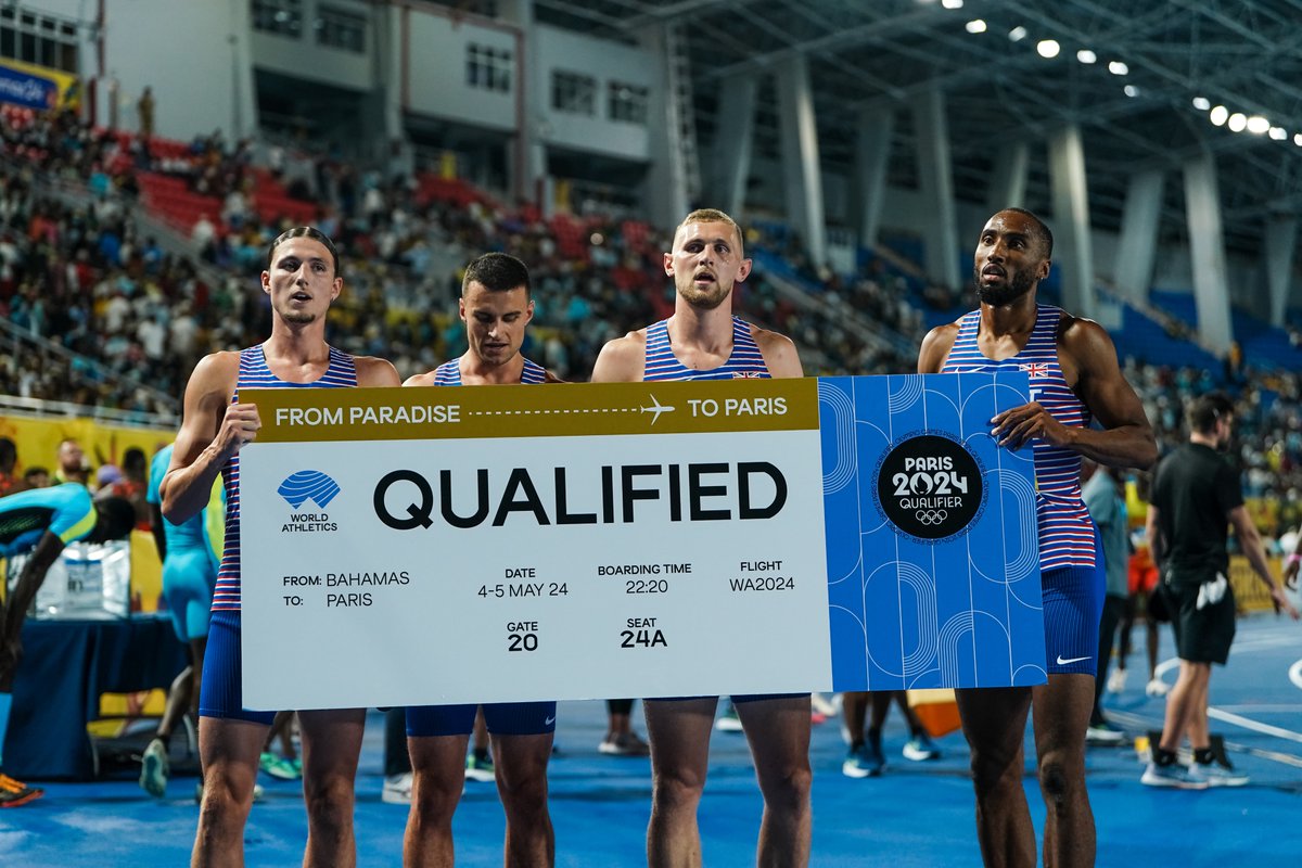 Great Britain's relay qualification for the Paris Olympics 🇬🇧 Overnight in the Bahamas, both GB's men's/women's 4x100m and 4x400m relay teams booked their place in the French capital 🇫🇷 The mixed 4x400m squad finished third in their heat and will have another chance to qualify…