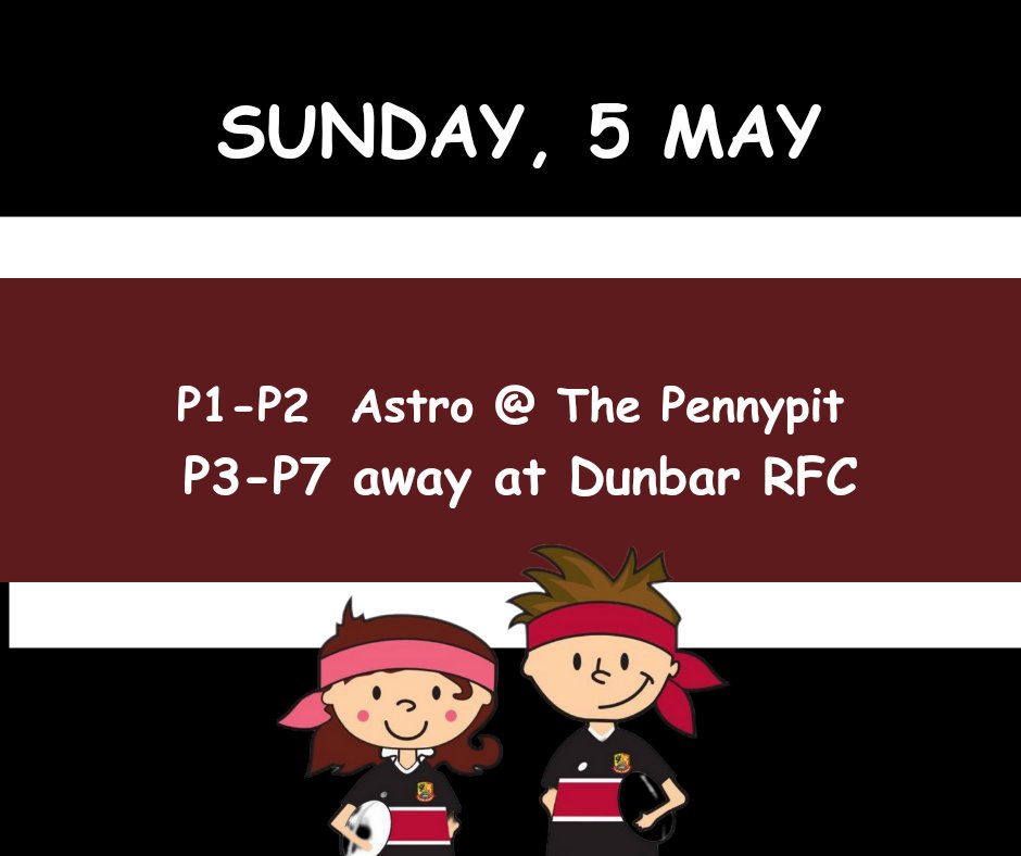 It's mini rugby time Preston Lodge Pirates.
Good luck to our P3-P7 squads at Dunbar RFC. Another fun session awaits our P1s & P2s at The Pennypit.

#OneClubOneCommunity 
#DriveOnPL