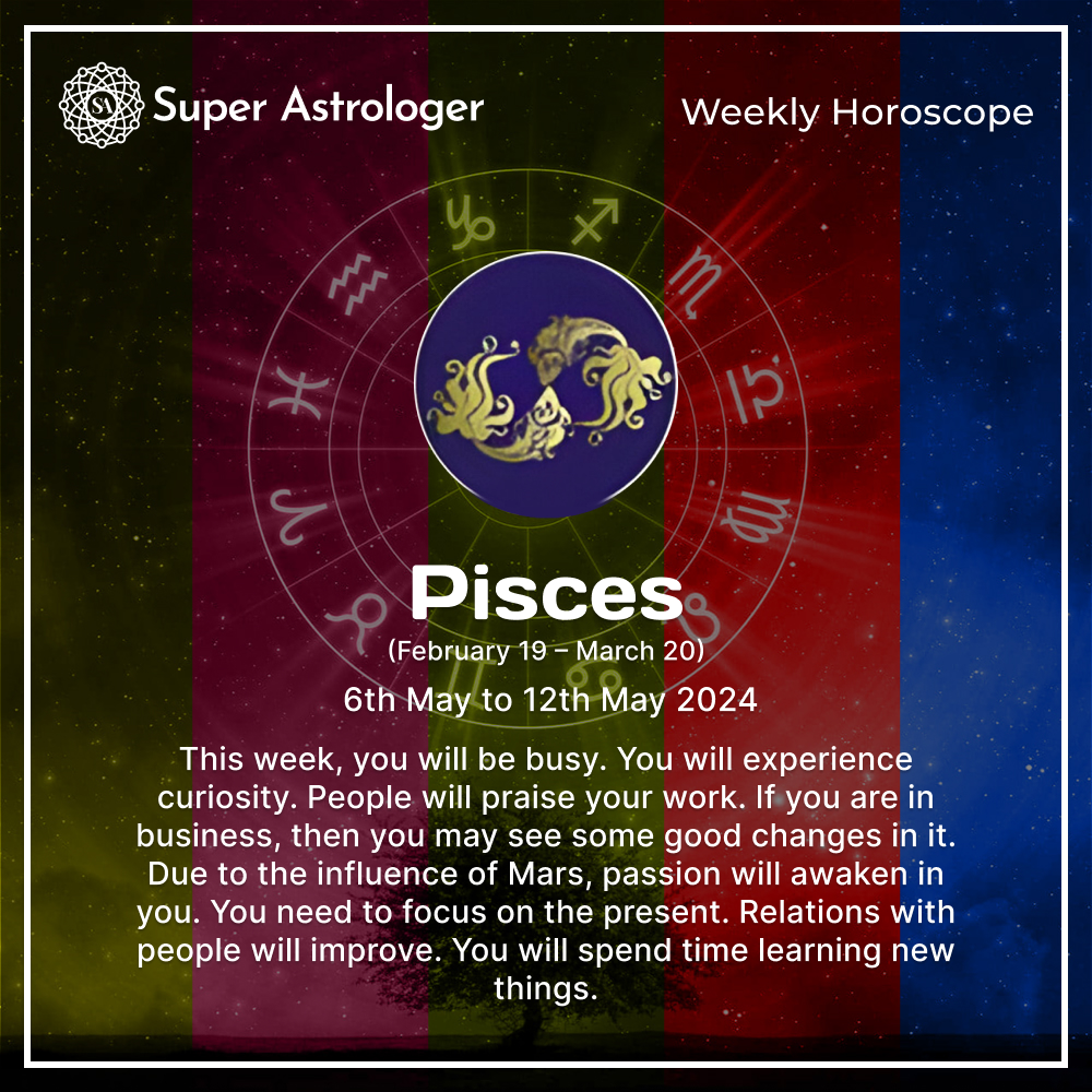 ✨Super Astrologer's Weekly Horoscope! (06th May - 12th May 2024)✨

🌟 Dive into the celestial currents with Super Astrologer's weekly horoscope!

#Aries #Taurus #Gemini #cancer #Leo #Virgo #Libra #Scorpio #Sagittarius #Capricorn #Aquarius #Pisces #LalKitab #dailyhoroscope