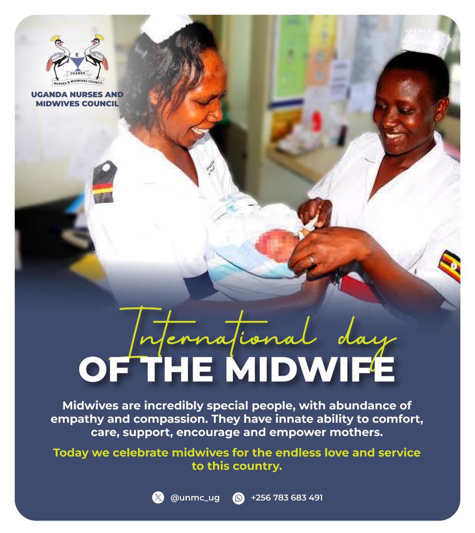 Uganda Nurses and Midwives Council wish all midwives a happy International Day of the Midwife. @MinofHealthUG @NatMidwivesAsUg @UNFPAUganda @GCICUganda @JaneRuth_Aceng @DianaAtwine #midwives #Midwives4All