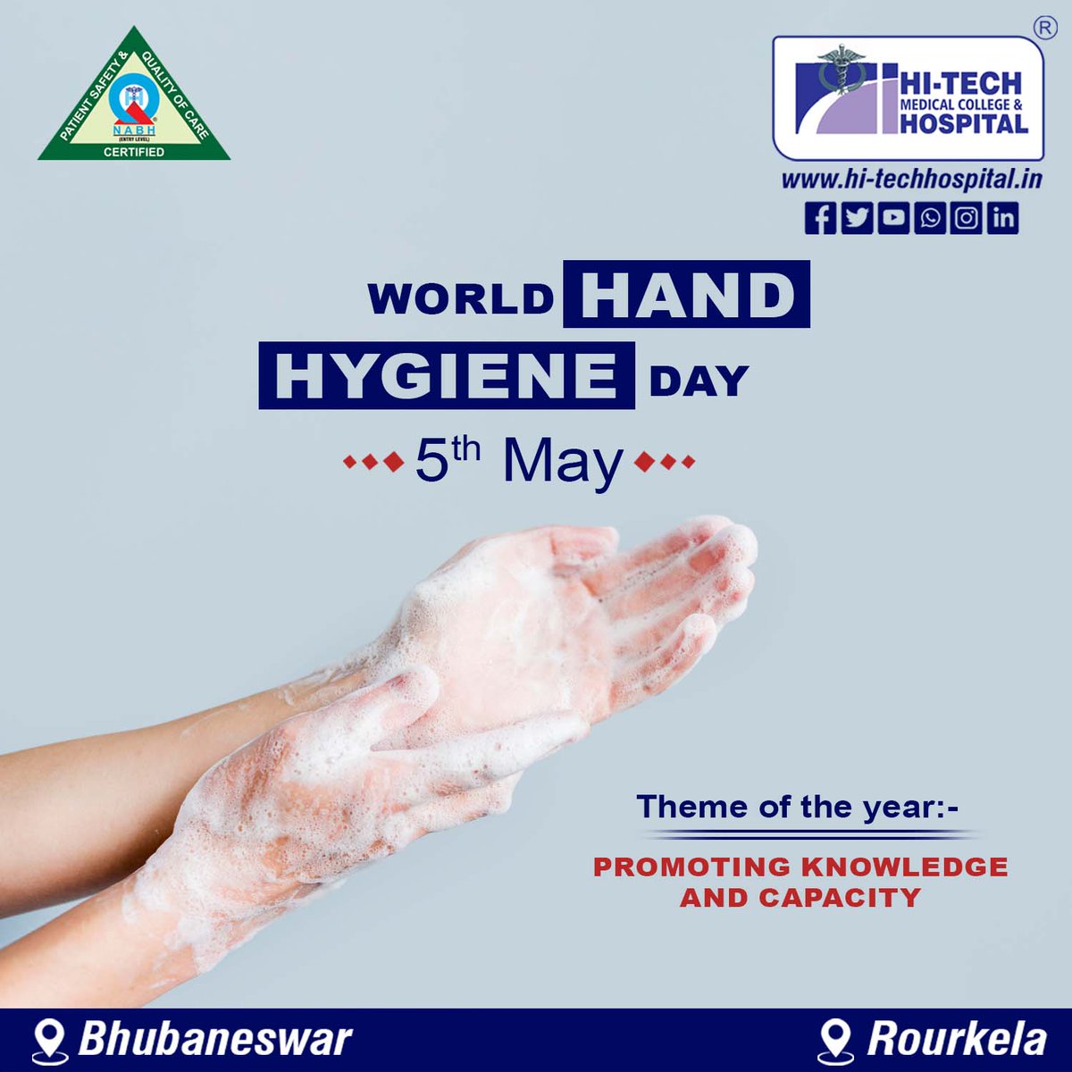 Today, we celebrate #WorldHandHygieneDay! Let's pledge to keep our hands clean to prevent the spread of infections and diseases. Remember, a simple act like washing your hands can save lives.  #CleanHandsSaveLives #handhygiene #HealthForAll #handhygienematters #hygiene