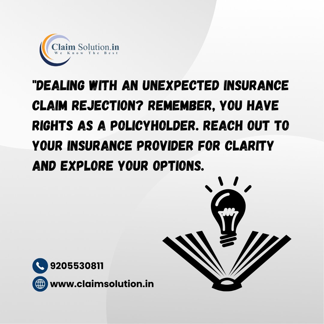 'Dealing with an unexpected insurance claim rejection? Remember, you have rights as a policyholder. #claimsolutionin #claimsolutionindia #insurance #problems #solving #contectus #today #explor