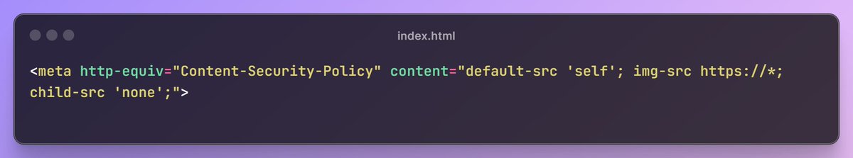 🌟 HTML Tip of the Day: 🌟

💡 Improve website security by using Content Security Policy (CSP) headers. Define a policy that controls which resources can be loaded by the browser, mitigating the risks of cross-site scripting (XSS) attacks. 
🔒 #WebSecurity #ContentSecurityPolicy