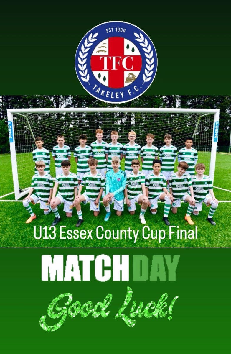 It’s here it’s Match day good luck to our U13 @fc_bsc Hoops in their U13 Essex County Cordell Cup Final
