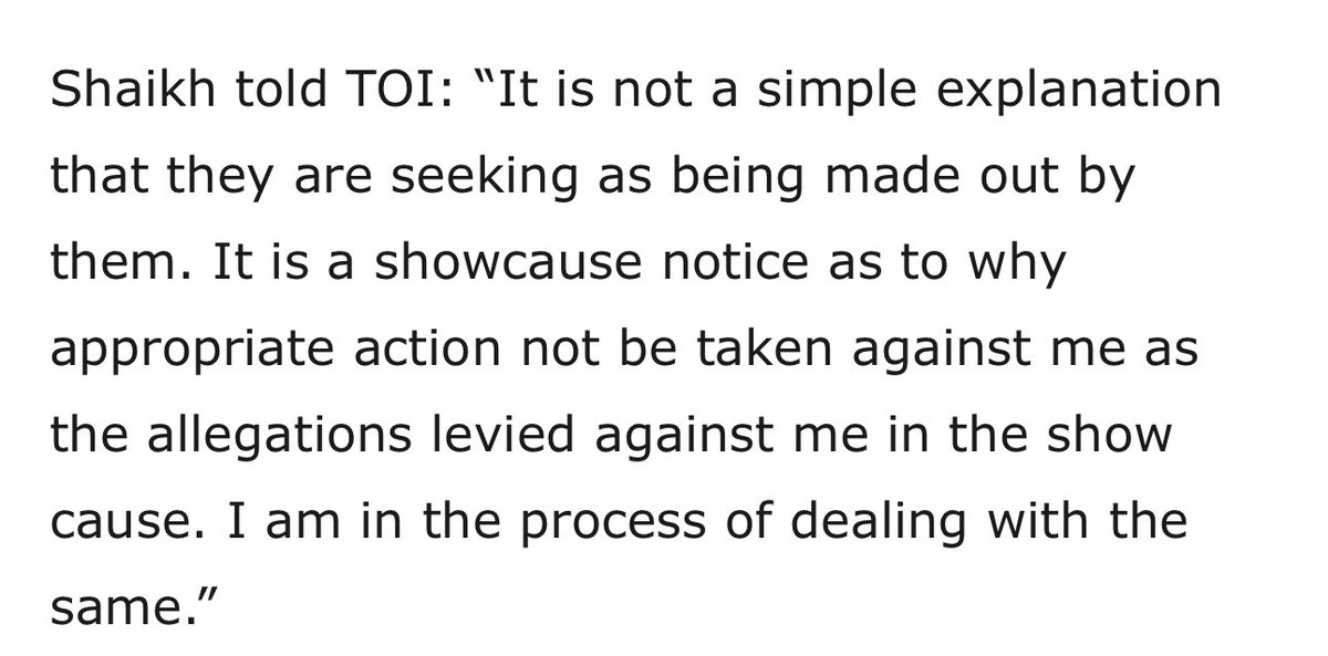 .@ParveenShaikh1 is talking to the media again. She has revealed to TOI that @SomaiyaTrust has issued a show cause notice to her asking for an explanation why action should not be taken against her. She is trying to put pressure on Somaiya Trust through the media, clearly.