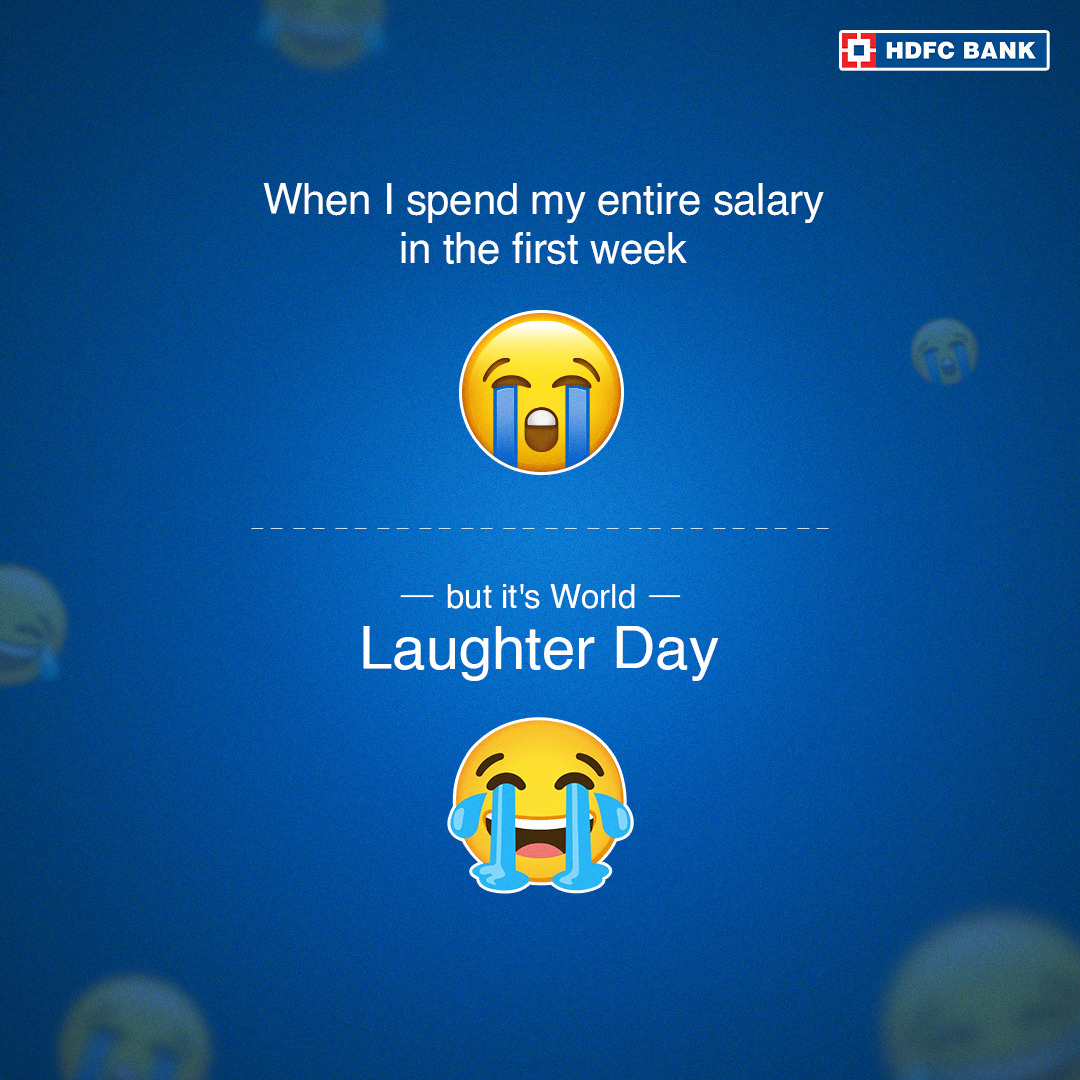 Start your investment journey with us this #WorldLaughterDay & keep smiling for rest of the year. . . #Salary #Investment #Invest #Corporatelife #HDFCBank #Smile #Laugh #Laughter