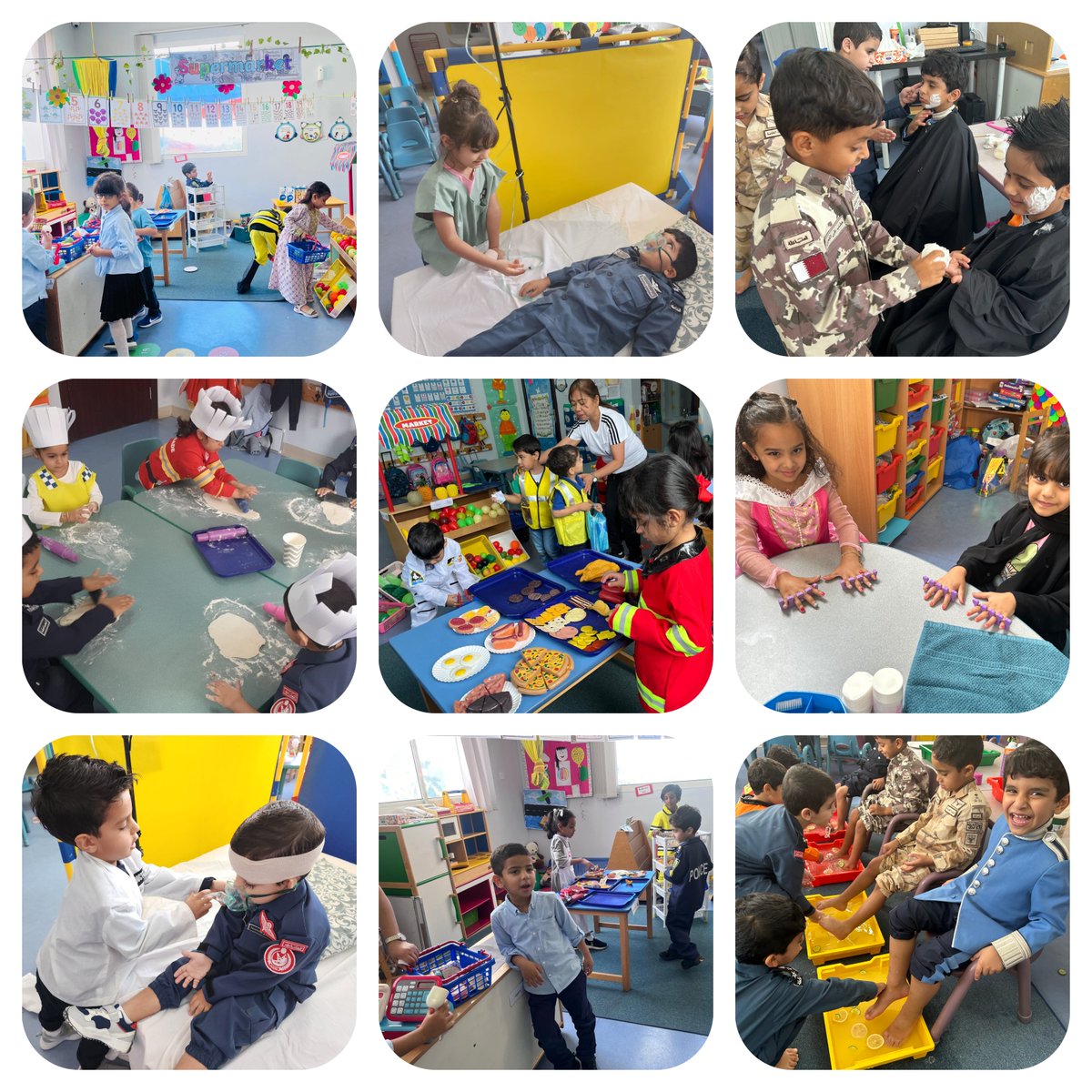 Last Thursday we had an incredible day roleplaying different community helpers. We also welcomed some parents who came to speak about the job that they do.
#CareerDay #Dressup #Costumes #WhenIGrowUp #CommunityHelpers #WeLoveSchool #KidnAroundKG #EYFS #Qatar #LearningThroughPlay