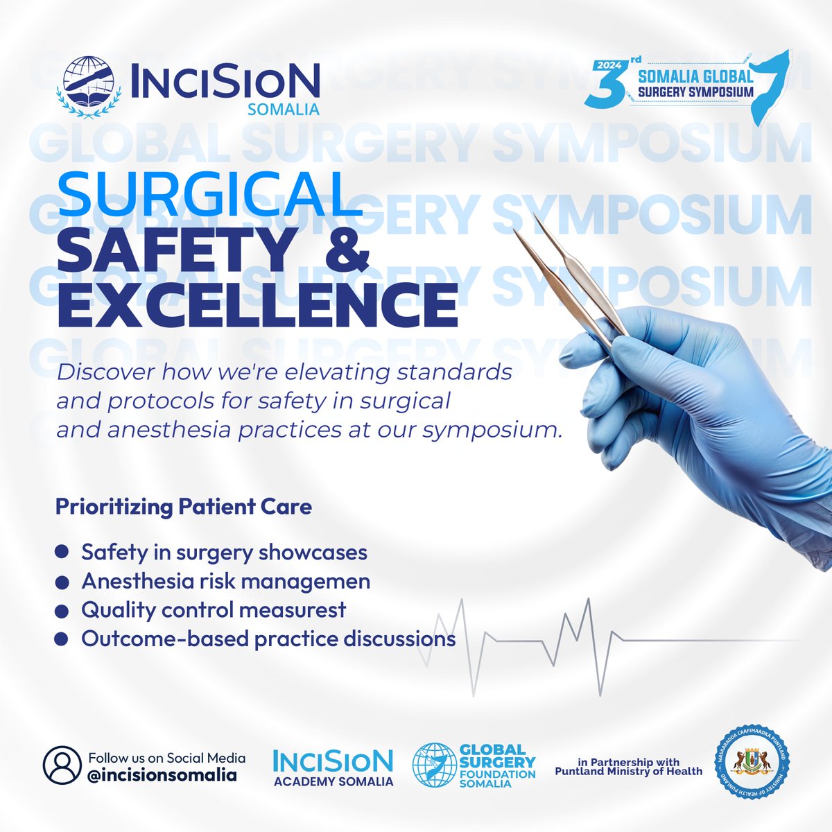 Discover how we're elevating standards and protocols for safety in surgical and anesthesia practices at our symposium. 

Sign up to our newsletter to stay updated.

globalsurgeryfoundation.so

#GLOBALSURGERY #GSSF2024 #IncisionSomalia #IncisionAcademy #Somalia