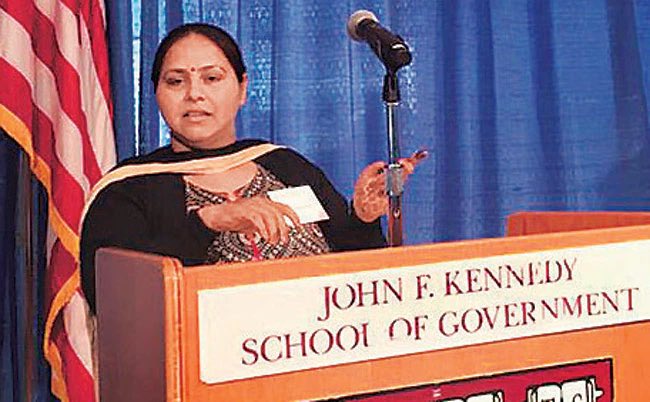 My favourite Lalu Yadav family moment, in 2015 Misa Bharti claimed she was invited by Harvard as speaker in a conference, later it was known that she purchased ticket to the event and then clicked pictures of herself at the podium after the event ended.
