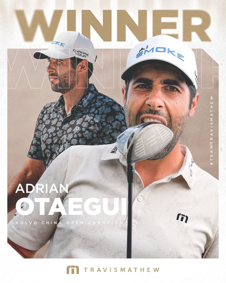 That's Win No 5! A superb final round 65 gets it done at the Volvo China Open. Congratulations to our guy @adrianotaegui 🏆🏆🏆🏆🏆 #teamtravismathew #travismathew
