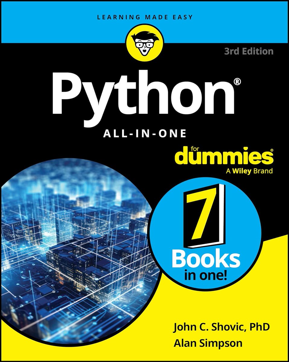 LearnPython_Onl's tweet image. Python All-in-One For Dummies (For Dummies: Learning Made Easy) amzn.to/3UsI8z1

#python #programming #developer #programmer #coding #coder #webdev #webdeveloper #webdevelopment #pythonprogramming #ai #machinelearning #datascience #softwaredeveloper #computerscience