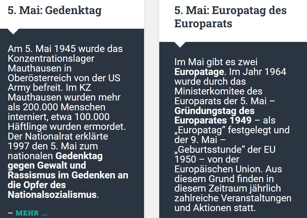 #atpb24 Tag 1⃣3⃣ Der 5. Mai ist ein wichtiger Gedenktag- und Feiertag! Der #Gedenktag5Mai erinnert an die Befreiung des KZ #Mauthausen 1945. 1949 wurde als erste europäische Organisation nach dem Zweiten Weltkrieg am 5. Mai der #Europarat gegründet. #CoE75 humanrights.at/aktionstage/ta…