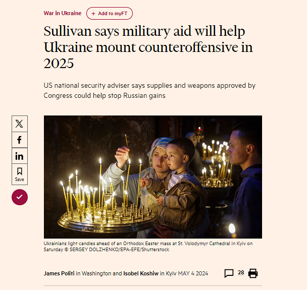 Ukraine will look to mount a new counteroffensive in 2025 after receiving $61bn in US military aid to help it stop Russia from making additional gains this year, Jake Sullivan, the US national security adviser said. 'I still expect Russian advances in the coming period on the…