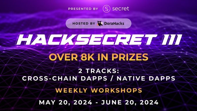 1⃣ Calling all #BUIDLers and #developers to start gearing up for HackSecretIII with two tracks (native dApps and cross-chain dApss) and a prize pool of over 8K🤯

For registration and details: dorahacks.io/hackathon/hack…
