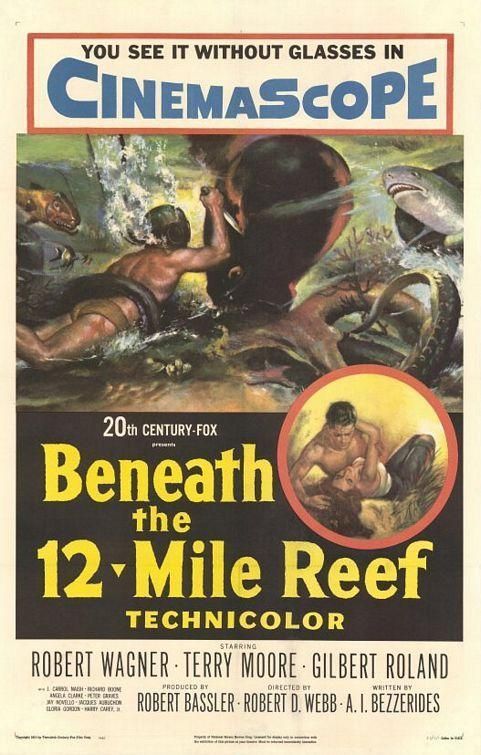 Diving to adventure! #RobertWagner #TerryMoore BENEATH THE 12 MILE REEF (1953) 10:35am #TPTVsubtitles