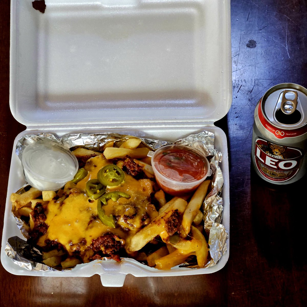 Just can't stop ordering the Chilli Cheese Fries from @TheGame_BKK 
6th order this week, because they go so well with ice cold cans of Leo🙂