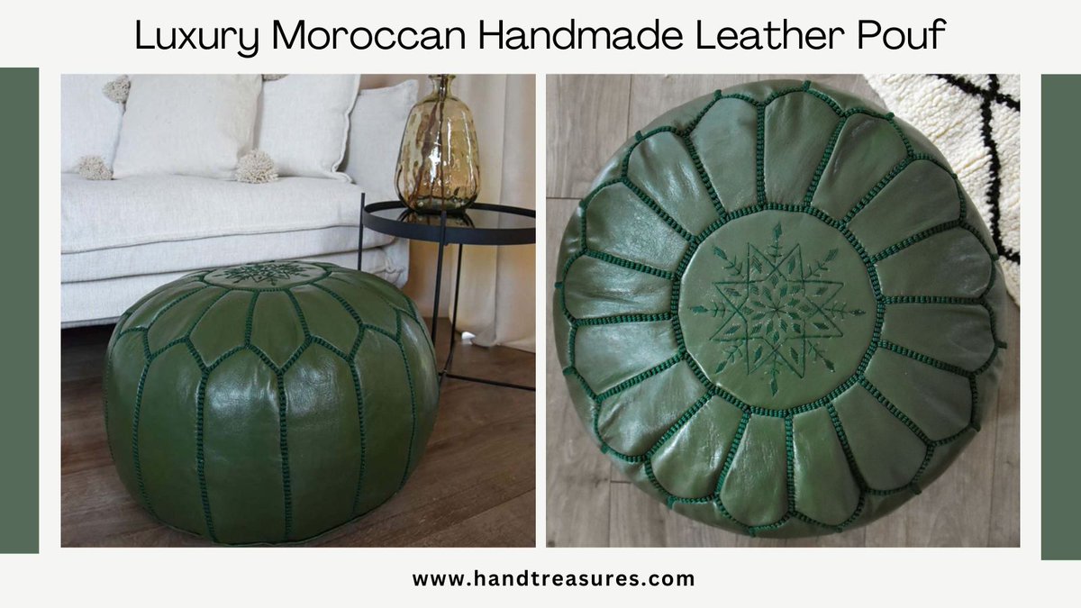 Elevate your living space with a touch of luxury and culture. Indulge in the intricate craftsmanship of a Moroccan handmade leather pouf.
Shop now👇
handtreasures.com/product/unstuf…
.
.
#moroccanpouf  #handtreasure #HandmadePouf #home #handtreasure #LuxuryLiving #HandmadePouf #handmade