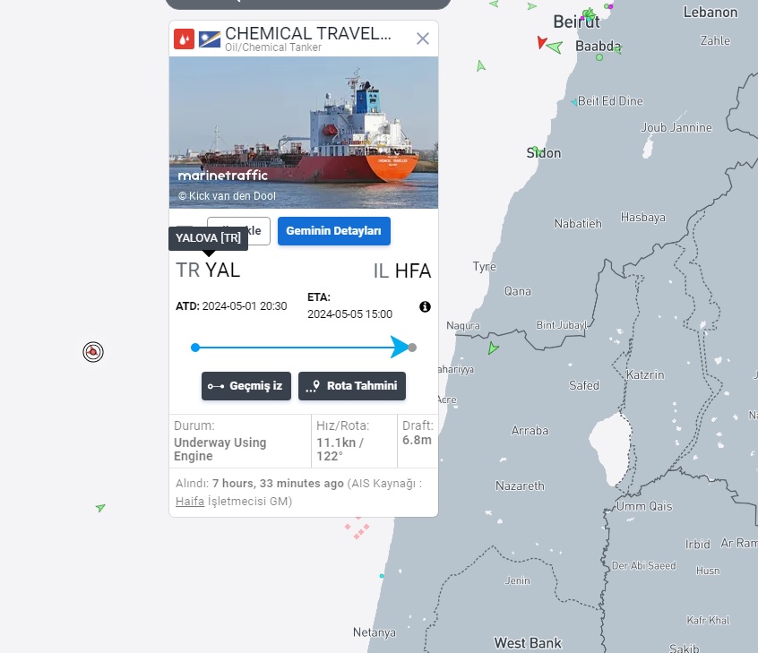 İsrail ile ticaret tamamen durmuştu ya... Saat 10:51 itibariyle Yalova'dan İsrail'in Hayfa limanına giden bu gemi 'ticaret'e girmiyor mu?