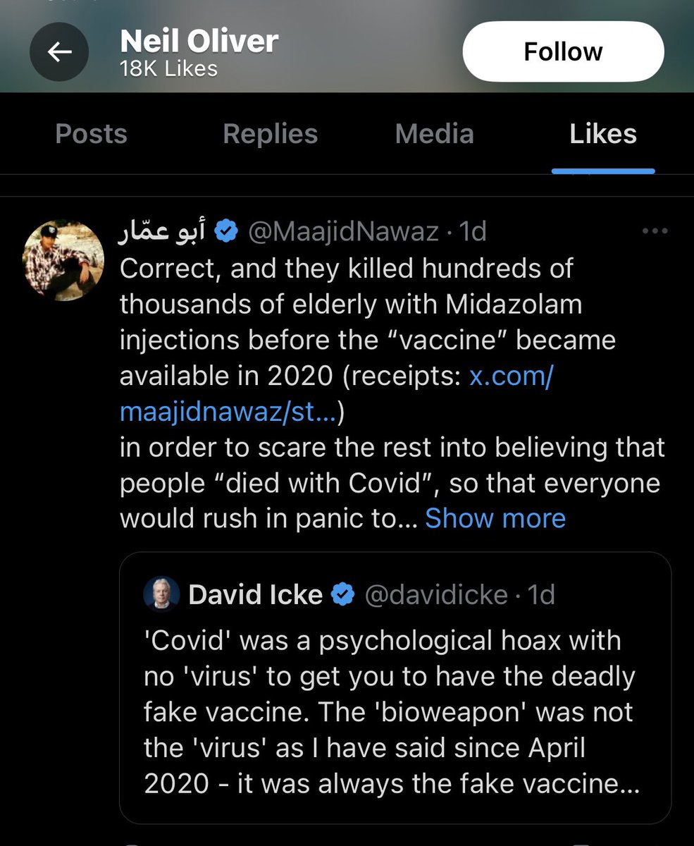 Conspiracy theorists in Human Centipede formation. A sacked BBC presenter, sacked LBC host, current GB News host. Covid was a hoax. To get us to take a bioweapon disguised as a vaccine. Which wasn’t ready - slack work, Dark Forces! - so NHS nurses killed people with Midazolam.