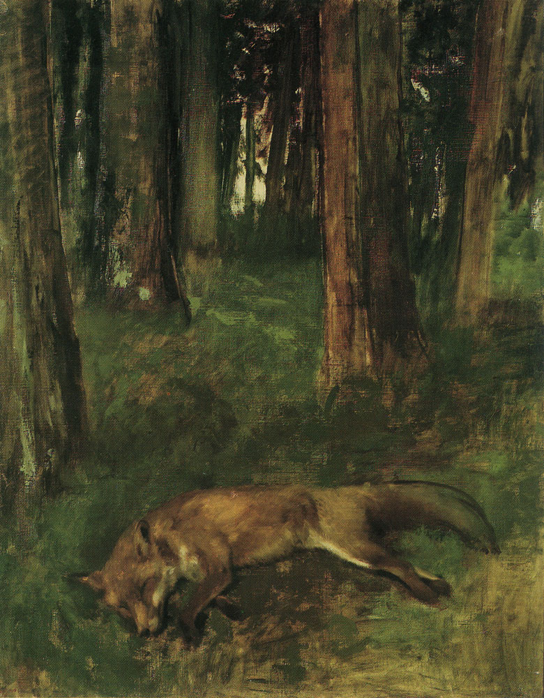 Recently stumbled across this eerie painting by Degas 'Dead fox lying in the Undergrowth (1865), we felt it had some similarities to our own pictures of a fox from our series 'Birds & Beasts of the British Countryside'

More on this series here: danielandclara.com/Birds-Beasts