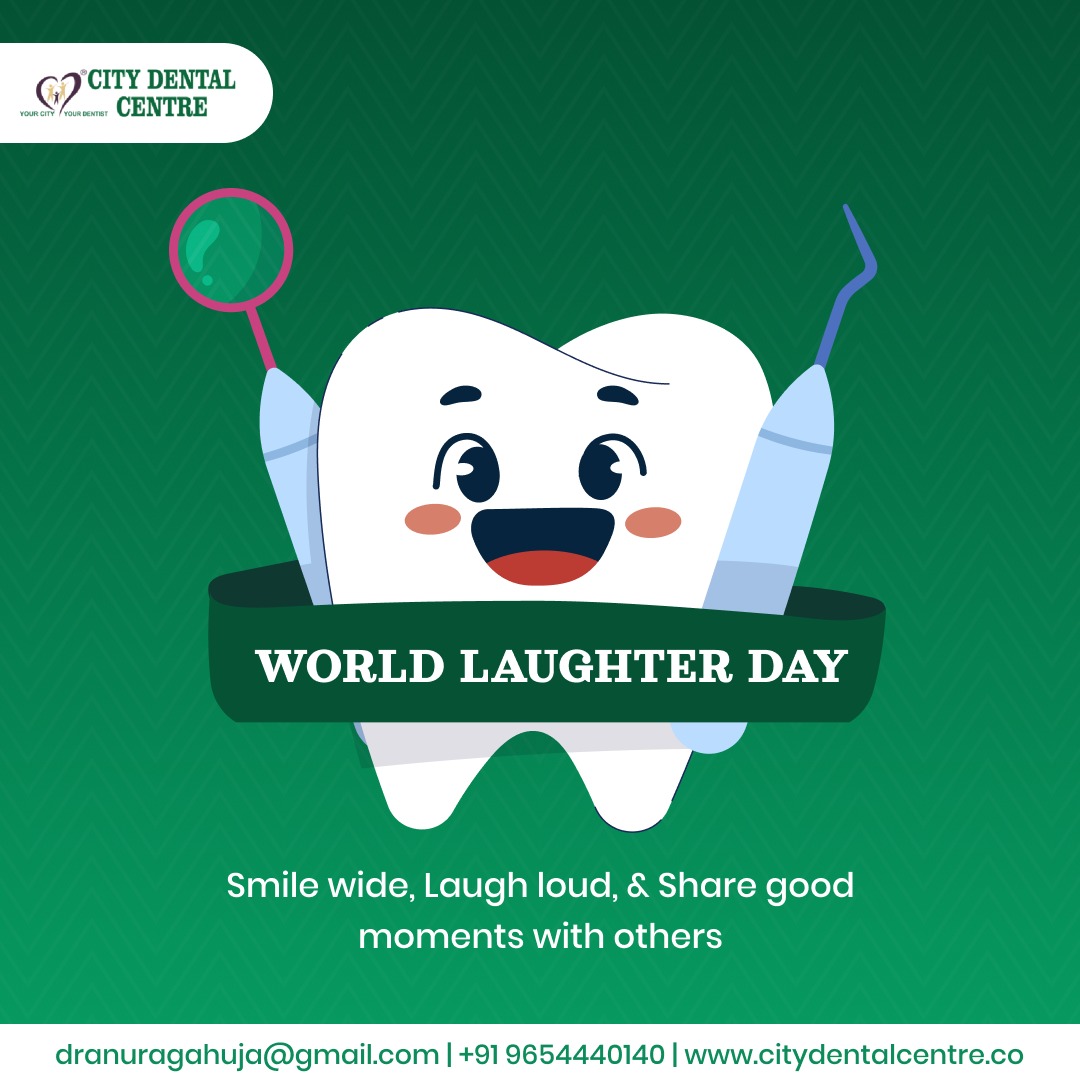 Nobody can ignore a happy smile and loud laughter. On this World Laughter Day, share your smile with others and create good memories for lifetimes. Remember to maintain good dental health.

#CityDentalCentre #Smile #LaughterDay #Teeth #Dental #Dentist #Dentistry #HealthySmile