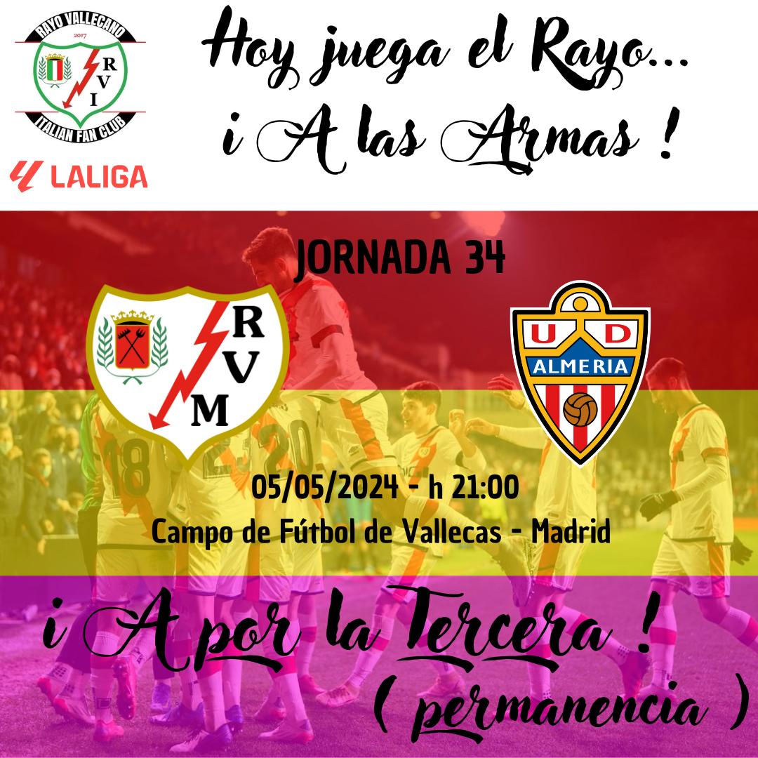#LALIGAEASPORTS Giornata 34 #RayoAlmería 🏟 Vallecas 🗓 5/5/2024 ⌚ 21:00