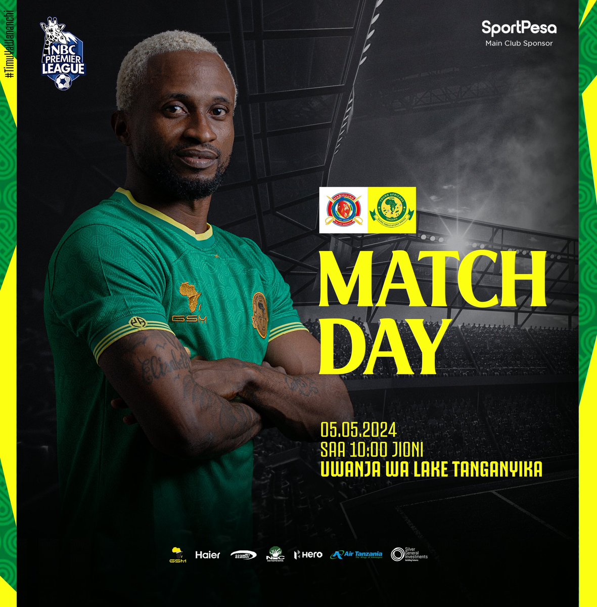 🔰𝐌𝐀𝐓𝐂𝐇 𝐃𝐀𝐘🔰

🏆 #NBCPremierLeague 
⚽️ Mashujaa FC🆚Young Africans SC
📆 05.05.2024
🏟 Lake Tanganyika
🕖 10:00 Jioni 

#TimuYaWananchi 
#DaimaMbeleNyumaMwiko