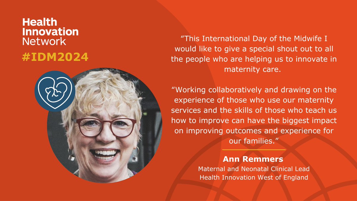 Meet @AnnRemmers, Maternal and Neonatal Clinical Lead @HealthInnoWest “Working collaboratively and drawing on the experience of those who use our maternity services...can have the biggest impact on improving outcomes and experience for our families.” #IDM2024
