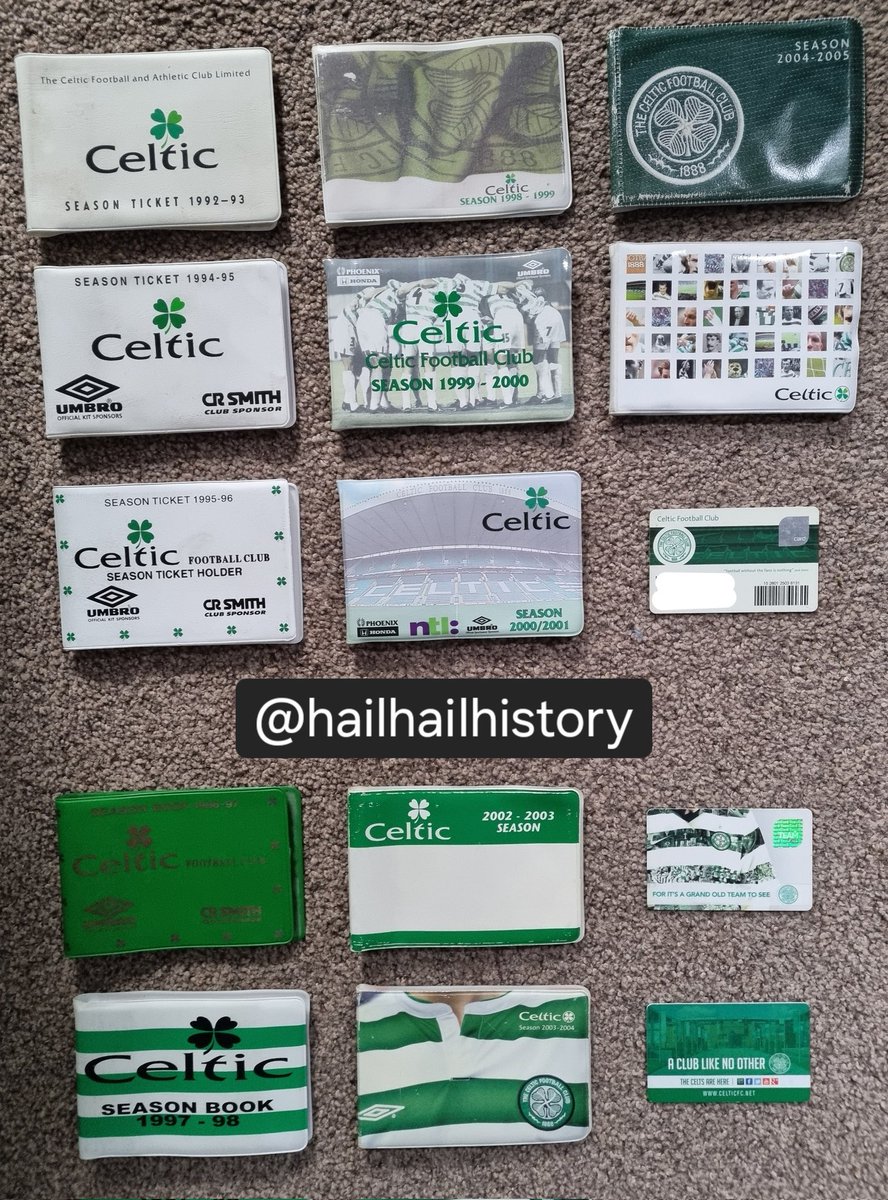 This seems to be an apt picture, given that Celtic season ticket renewals are out now. These are my tickets going back to 1992. But I'm still annoyed that I don't have 1993-94! #celtic #CelticFC