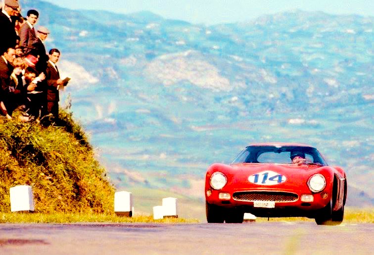 Remembering Luigi Taramazzo, born #OnThisDay in ’32. #AnorakFact: like Bernie Ecclestone, he DNQ’d for the ’58 #MonacoGP, their first attempts; also like Ecclestone, he never qualified for an #F1 GP thereafter. Pic: en route to 5th, Ferrari 250GTO/64, #TargaFlorio, ’64.
