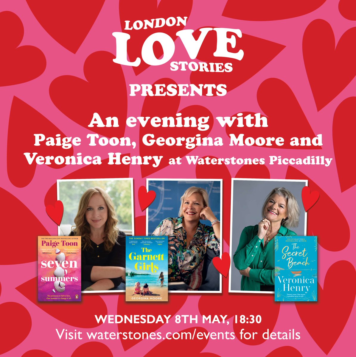 ❤ London Love Stories presents an evening with Paige Toon, Georgina Moore and Veronica Henry at Waterstones Piccadilly 🎫 waterstones.com/events/london-… #RespectRomance @Waterstonespicc @publicitybooks @paigetoonauthor @veronica_henry