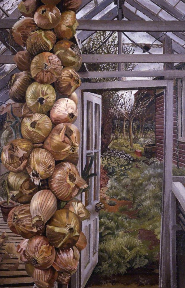 Stanley Spencer painted 'Greenhouse and Garden,' in 1937 during the most tumultuous years of his life and during the height of his disastrous relationship with Patricia Preece in his home village of Cookham, Berkshire. 

Spencer had met Patricia in a teashop in Cookham in 1929