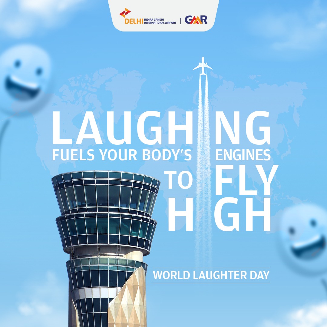 Laughing our way to brighter skies, this #WorldLaughterDay! At #DelhiAirport, we spread joy and cheer, making every journey a delightful experience. Let's celebrate the power of laughter together! Share with us a photo of your laughter moment and you could get featured here!