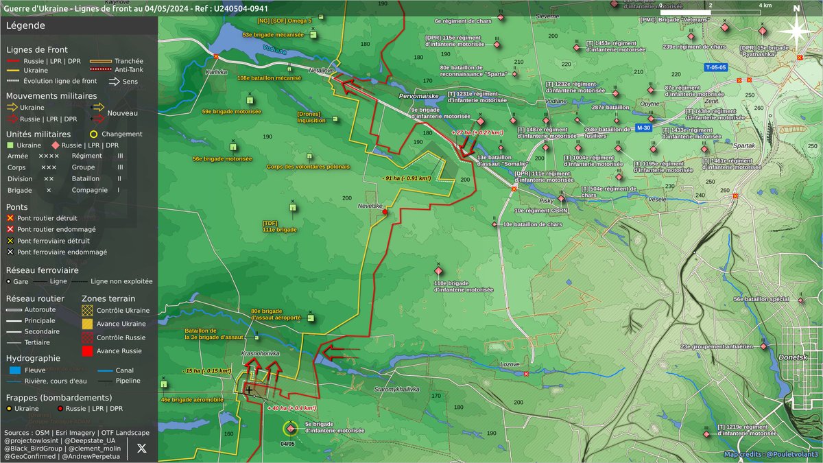 1/2 Guerre d'Ukraine | 04/05/24 Secteurs : 🌐 Kupiansk-Kyslivka🔹U240504-0922 🌐 Bakhmut-Chasiv Yar🔹U240504-0925 🌐 Avdiivka-Ocheretyne🔹U240504-0934 🌐 Pervomaiske-Krasnohorivka🔹U240504-0941 #UkraineRussianWar #GuerreEnUkraine