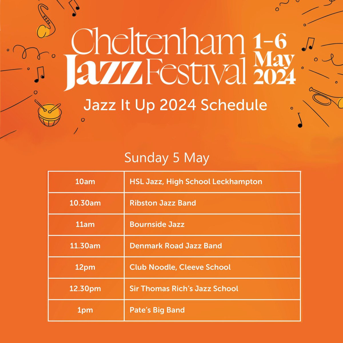 Come and join us - and all other fabulous local schools performing - at Cheltenham Jazz Festival today. 1.00pm for Pate’s Big Band… see you there! #patesmusic #patesculture #wearepates