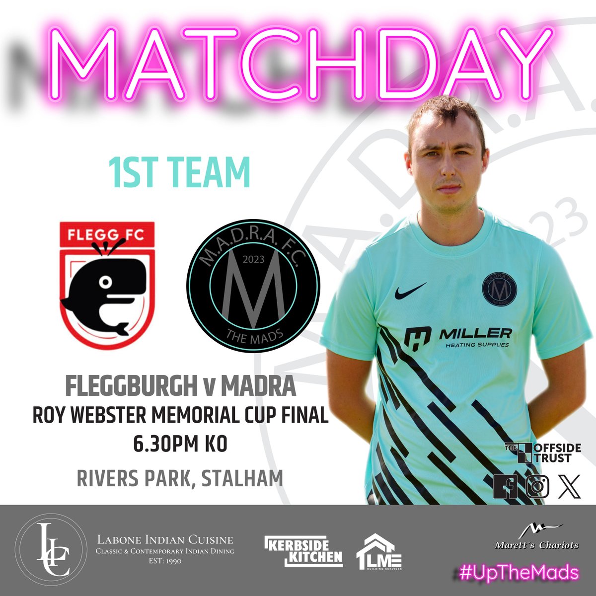 MATCHDAY!
1sts ending their season with the Roy Webster Memorial Cup final against @HoptonFc tonight!
Get down Rivers Park and cheer the lads on.
#UpTheMads #WelcomeToTheMadhouse #Madness #TheMads #MadraFC #NorfolkFootball #OneStepBeyond