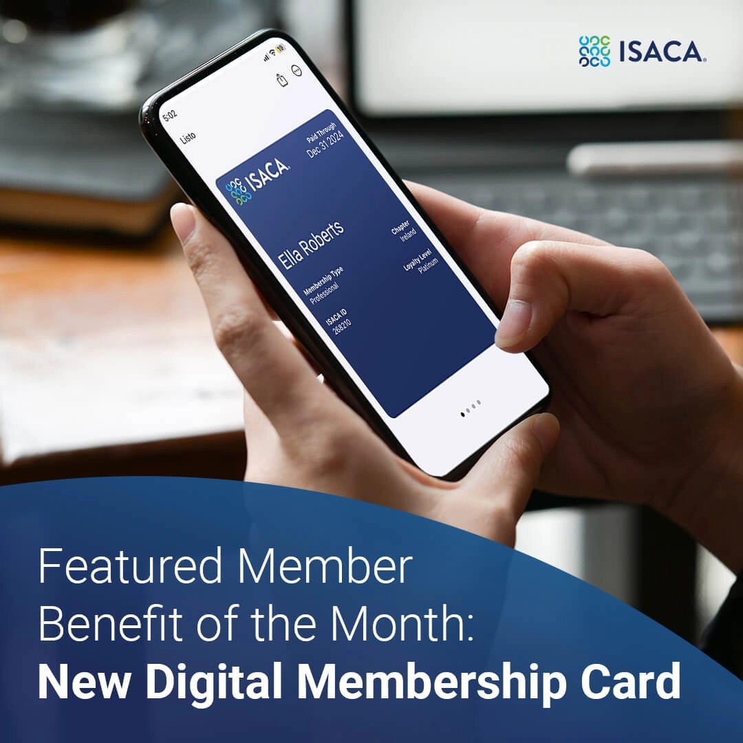 ISACA is now offering a more eco-conscious, efficient way for you to enjoy your membership. Access ISACA membership information and benefits from your smartphone. 📱 Download your card today: bit.ly/3JGu7cd