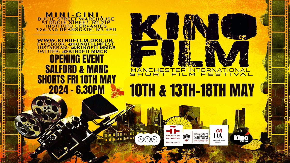 #retweet
Use this code BANKHOLIDAYCODE to get 33% off all KINOFILM Festival ticketed events 13th-18th May. Code can be used on Bank Holiday Monday only. bit.ly/3f9MU3Y
.
#filmmakers
#indiefilms
#shortfiomfestival
#mcr 
#manchester
