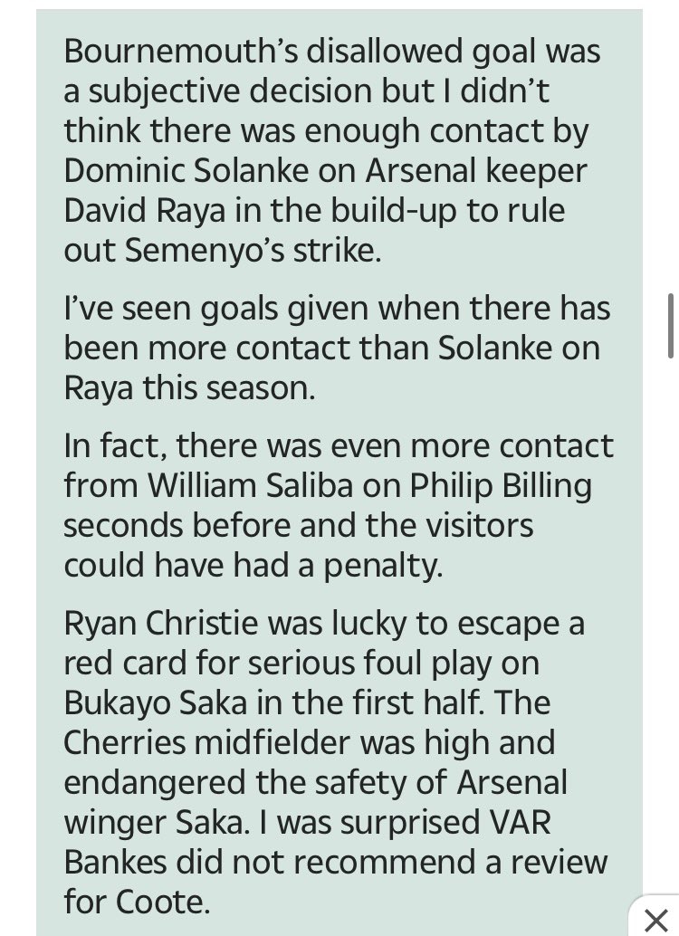 @RefereeHalsey on Arsenal v Bournemouth in full. Arsenal’s penalty, Bournemouth’s disallowed goal and Ryan Christie on Bukayo Saka… thesun.co.uk/sport/27738797…