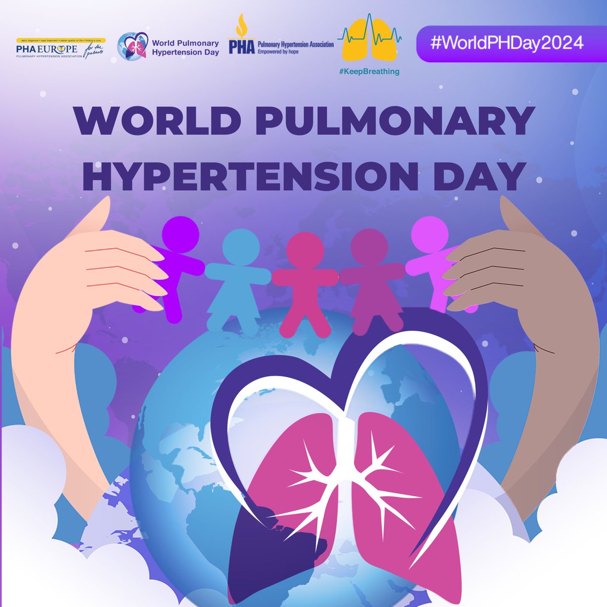 Today is #WorldPHDay2024! 🌍🎗️ #PH is a severe condition affecting the lungs and heart of patients worldwide. We stand together for better access to PH diagnosis, treatment, and care for those affected to #KeepBreathing. Support our action this month➡ worldphday.org