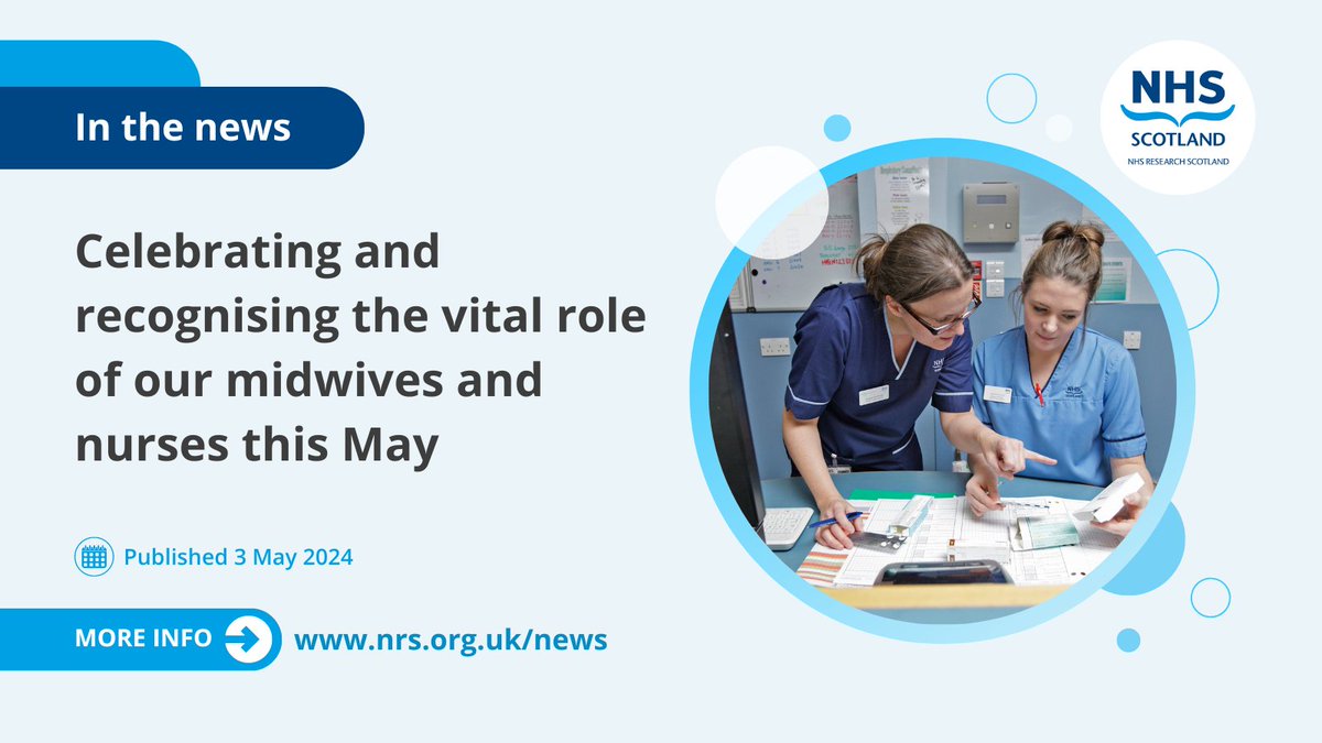 International Day of the Midwife (5 May) and International Nurses Day (12 May) are opportunities for NHS Research Scotland to celebrate the contribution both professions make to Scottish healthcare, championing their vital role in research. Read more 👉 bit.ly/4doQbpe