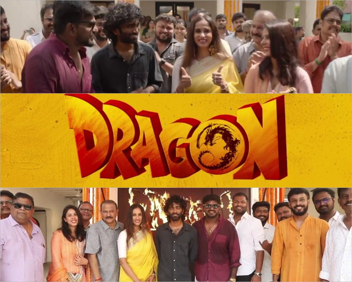 PradeepRanganathan's Next movie titled as #DRAGON🐉🔥
Directed by OMK fame AshwathMarimuthu 🎬
Produced by AGS Entertainment !!
Shooting begins today with Pooja 💫