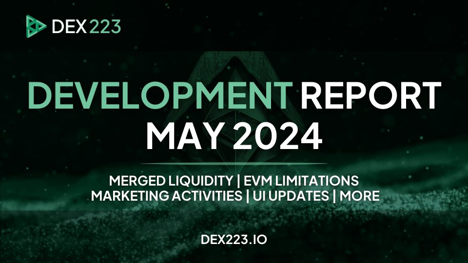 #Dex223's latest dev report has been published! 📒 Despite speed bumps, our team is forging ahead, implementing merged liquidity & conquering #EVM limitations. More topics: - Token Converter - Marekting - UI Read the full Report here ⤵️ gist.github.com/Dexaran/a4d145…