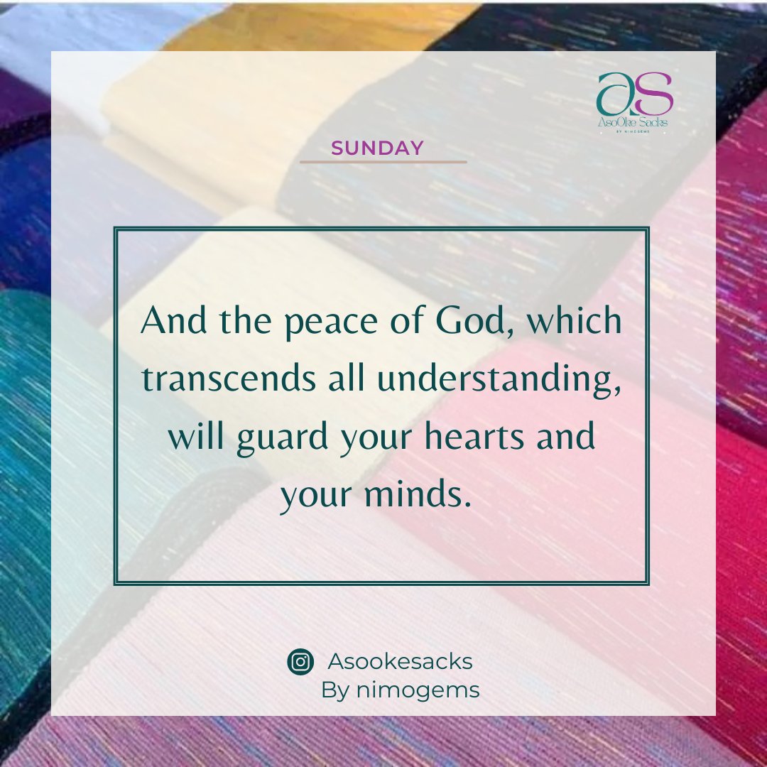 And the peace of God, which transcends all understanding will guard your hearts and your minds. 🙏
.
.
.
.
#sunday #happysunday #asookeSacks #asookebags #giftsidea #souvenir #owambeuk #eventplanner #event #tailorcatalogue #owambe #eruiyawo #owambeuk #asooke #bellanaija #selfcare
