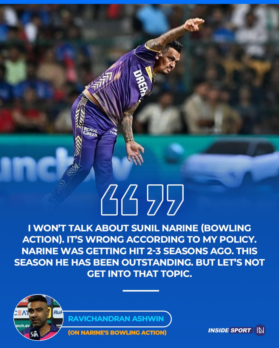 Is Sunil Narine still chucking? 🤔

#SunilNarine #RavichandranAshwin #IPL2024 #CricketTwitter