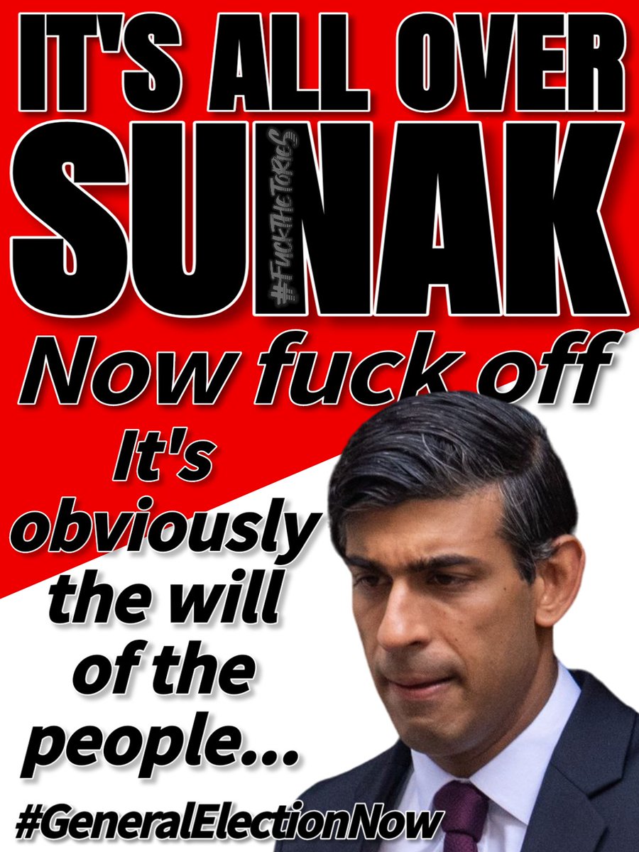 The people have spoken & your party is no longer wanted @RishiSunak 😠

The Tories days are numbered ✌️😉

#NameTheDate
#ToriesOut668
#GeneralElectionNow
#FuckTheTories