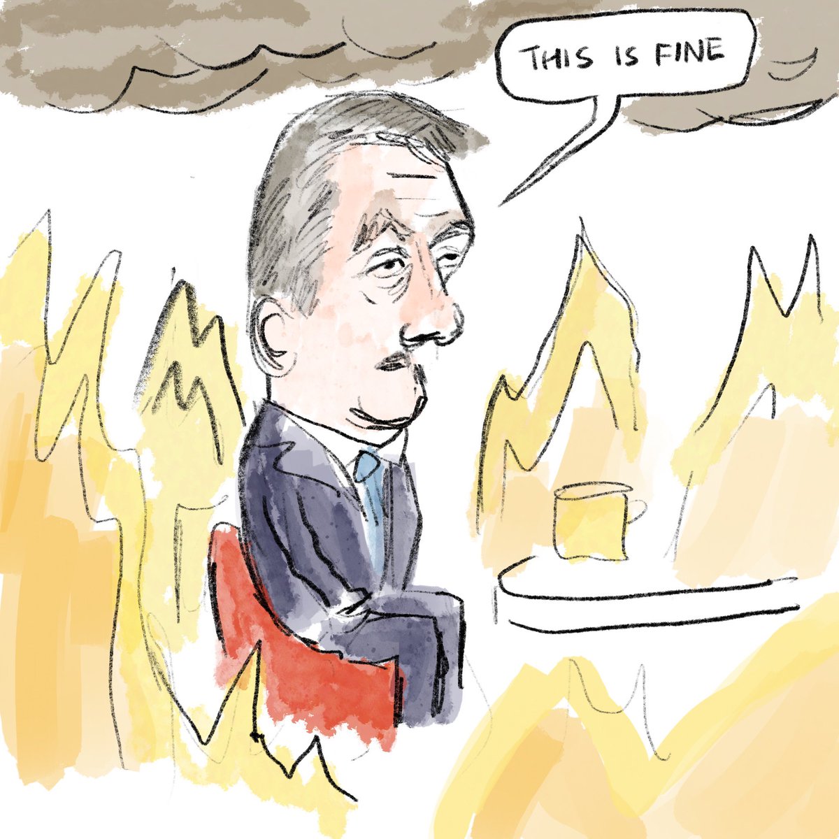Pointless interview with Mark Harper on #bbclaurak who claimed “This is Fine” a #kuenssberg meme and #sketch