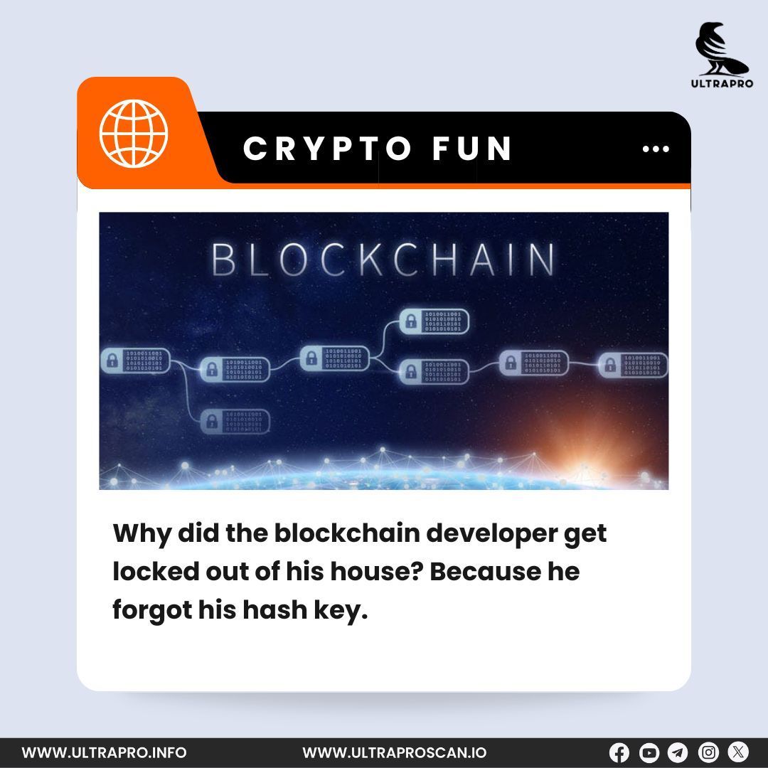 Here's a tech twist on a classic joke: Why did the #blockchain developer get locked out? Because forgetting the hash key is no joke! 🔒😂

🖥 For More Details :
ultrapro.info

#Blockchain #Cryptocurrency #Technology #hashkey #cryptofun #sundayfun #Web3