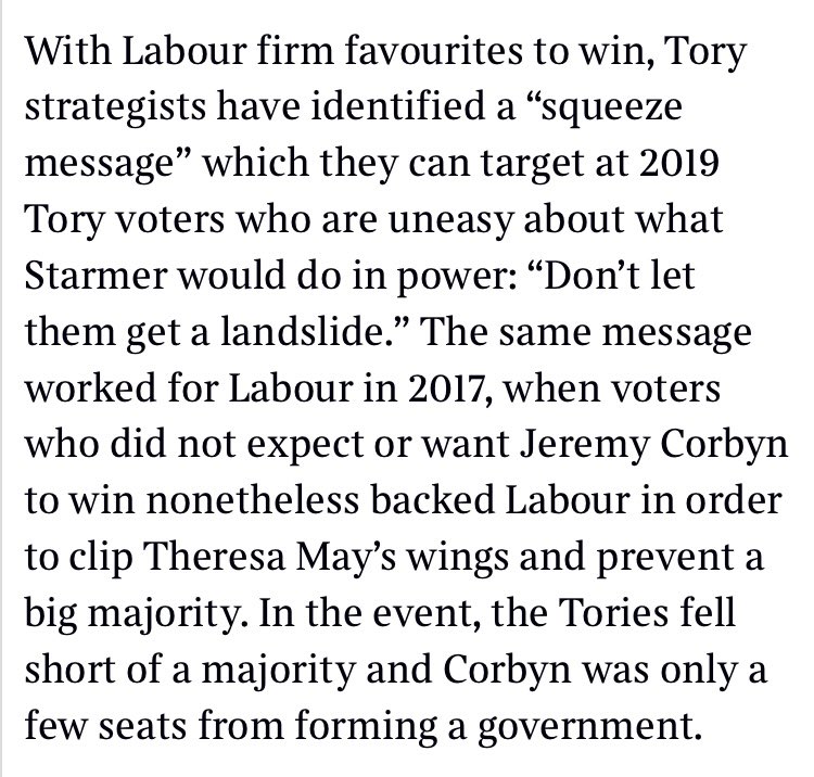 It is a tribute to the coherence of the Conservatives’ election strategy that their post-locals line to take is “actually Labour are not on course for a landslide” and their proposed squeeze message for the general election is “oh no they’re going to get a landslide stop them”.