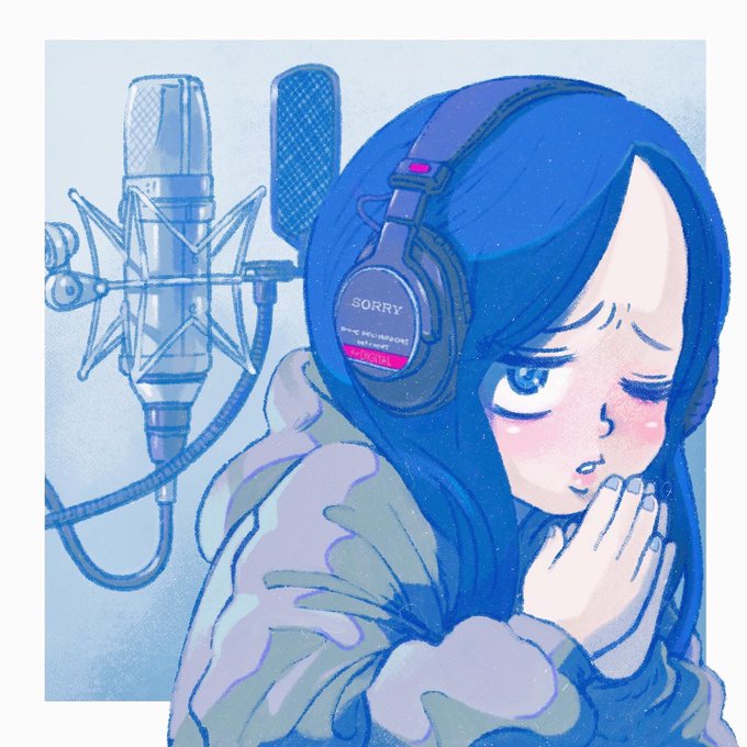 「blue hair microphone」 illustration images(Latest)